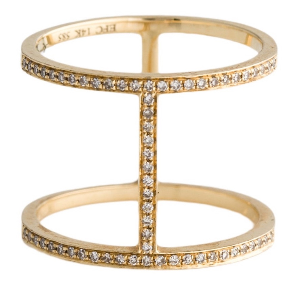 EF Collection Diamond Gold Bar Women's Ring sz 8